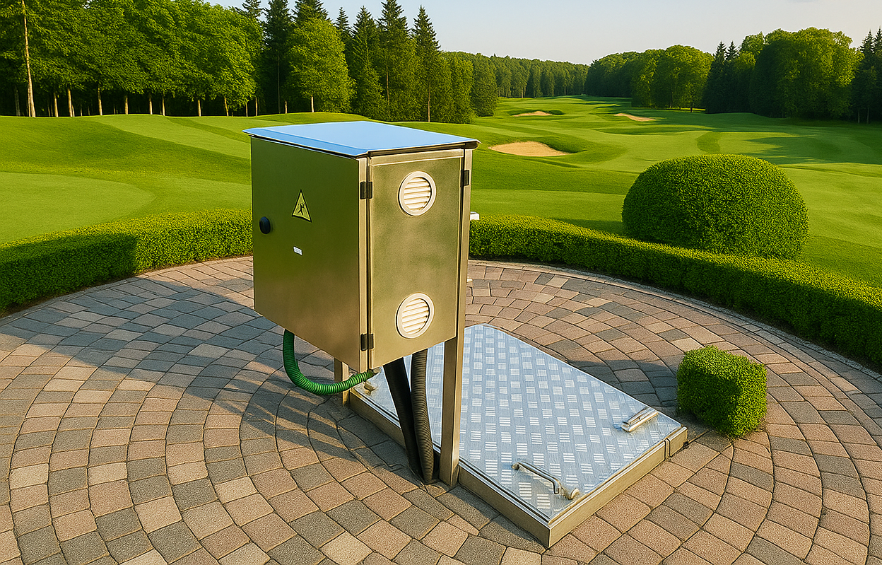 persona realizando pruebas en planta complementaria de tratamiento de aguas residuales - ver detalles de la planta