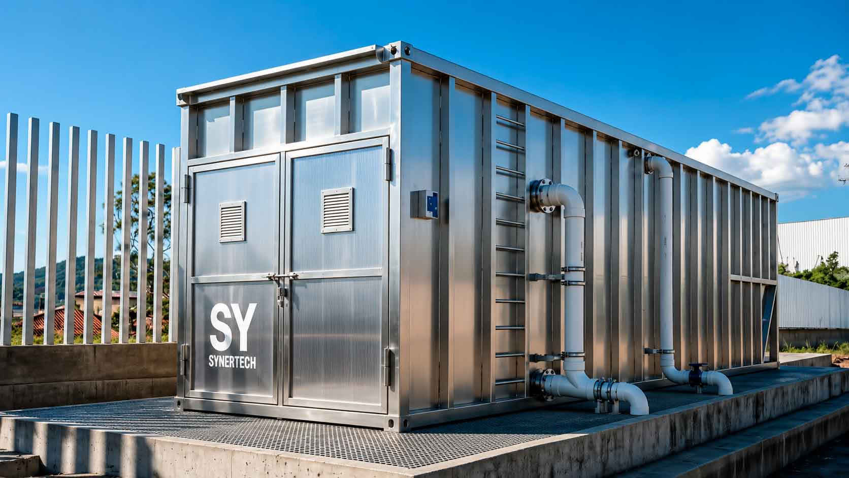 Bioreactor MBBR con medio soporte, aireación SBR, blowers y tablero eléctrico